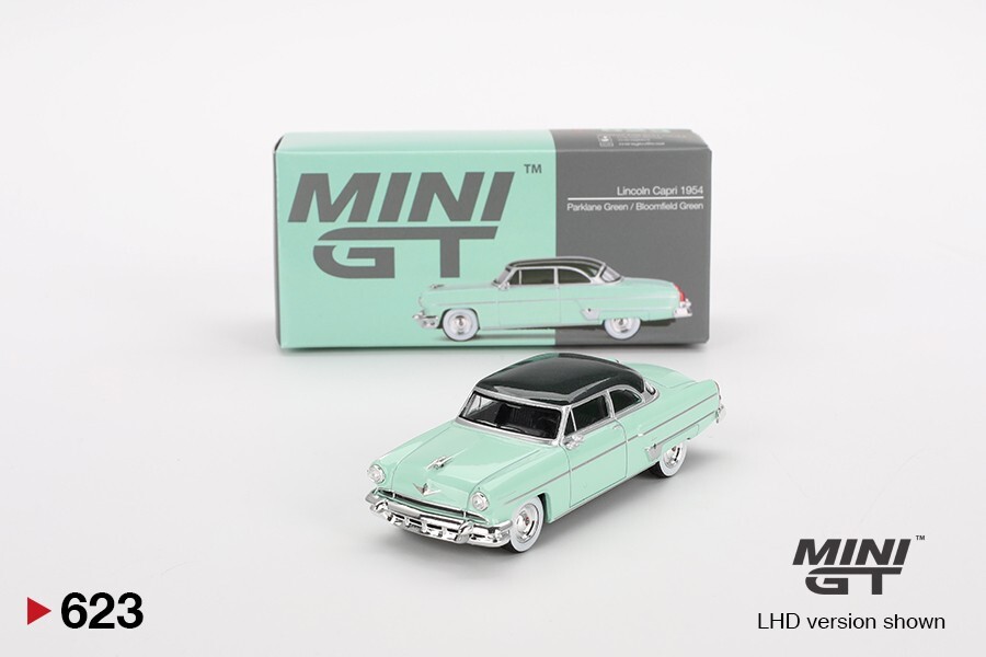 2024 Mini-GT Overseas Box Ed: Parklane/Bloomfield Green 1954 LINCOLN CAPRI #623