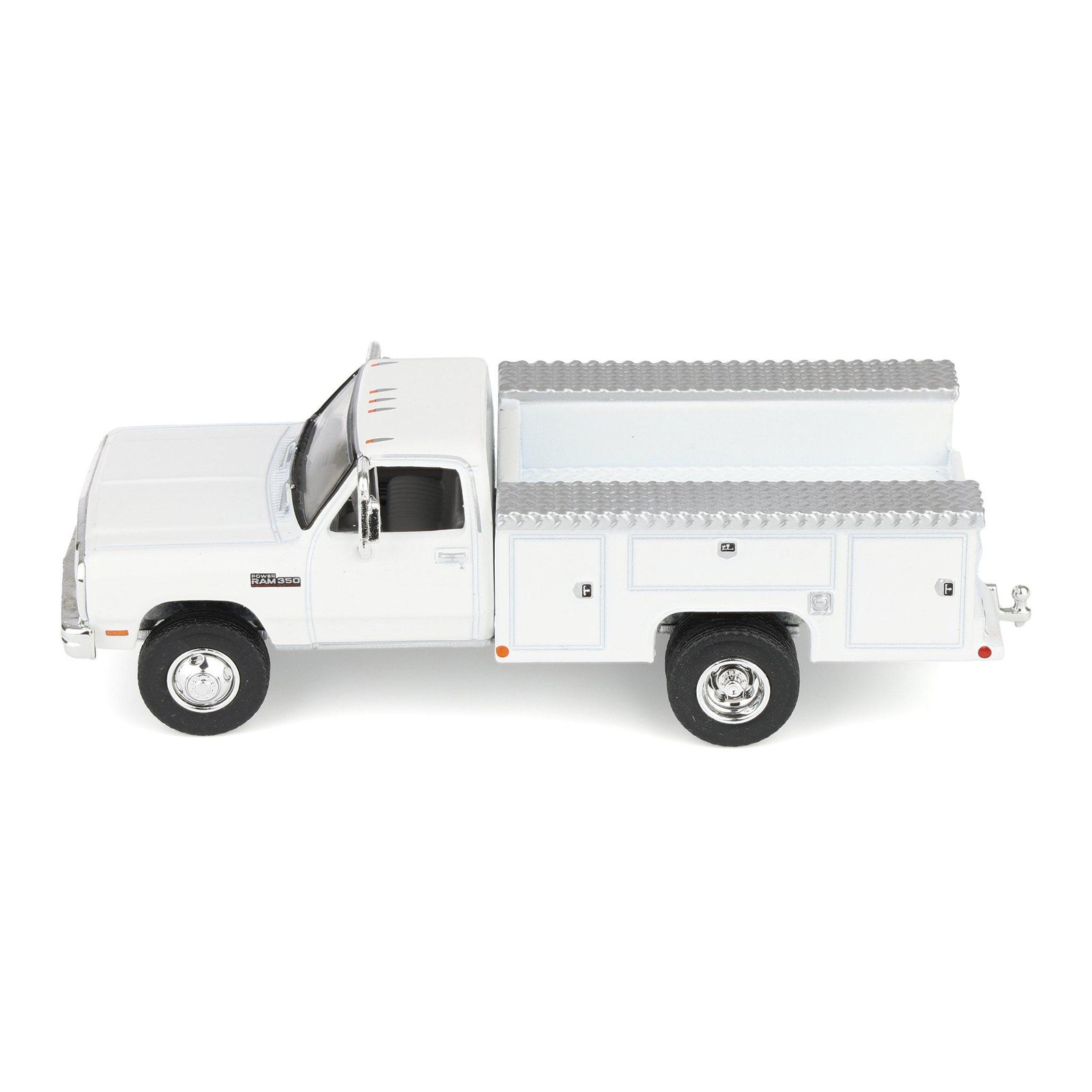 1/64 1993 Dodge Ram 350 Pickup Truck with Service Bed, White, Rick’s Auto Sales