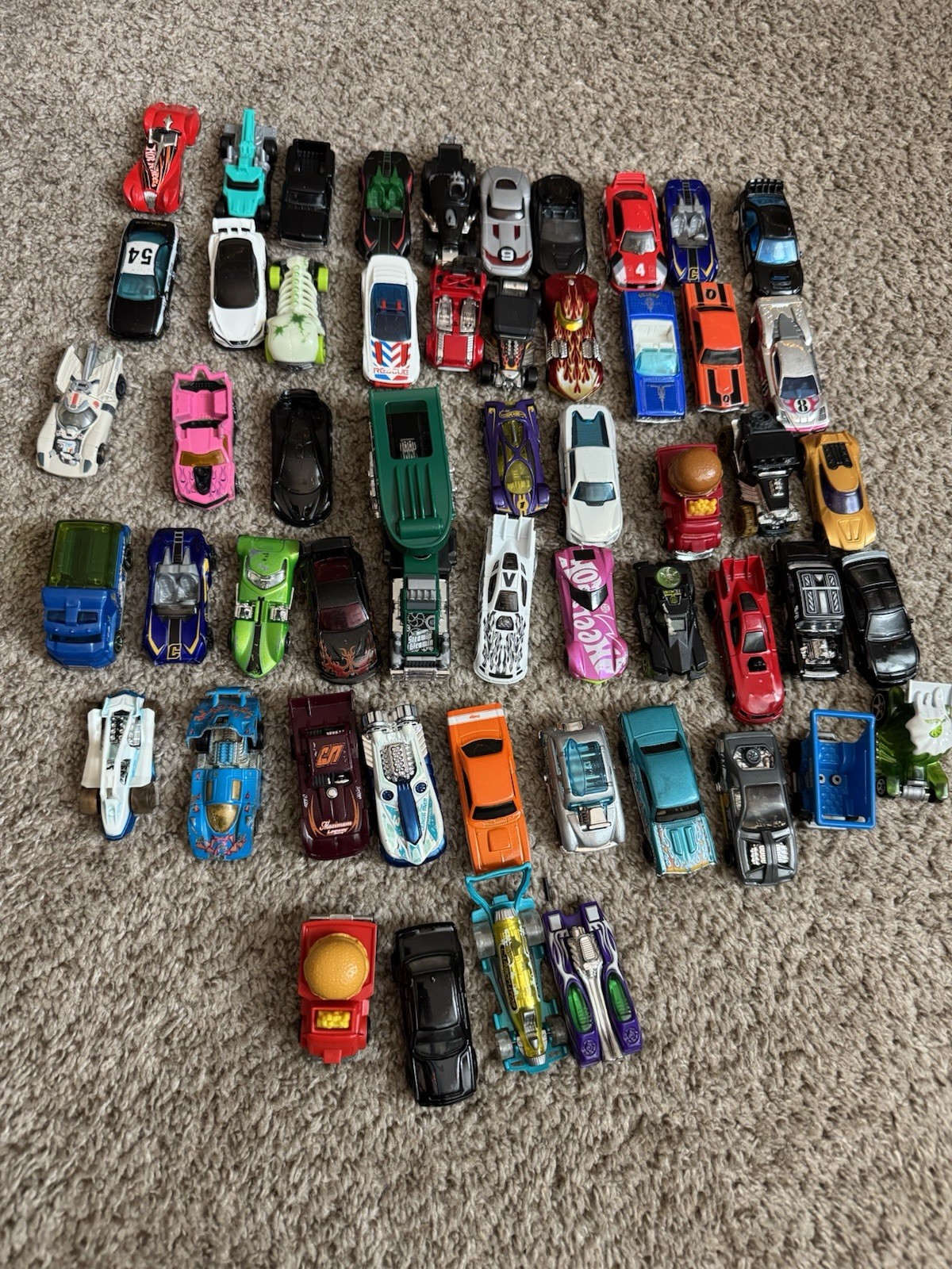 Hot Wheels Lot of 52 Diecast Toy Cars Mixed Vehicles