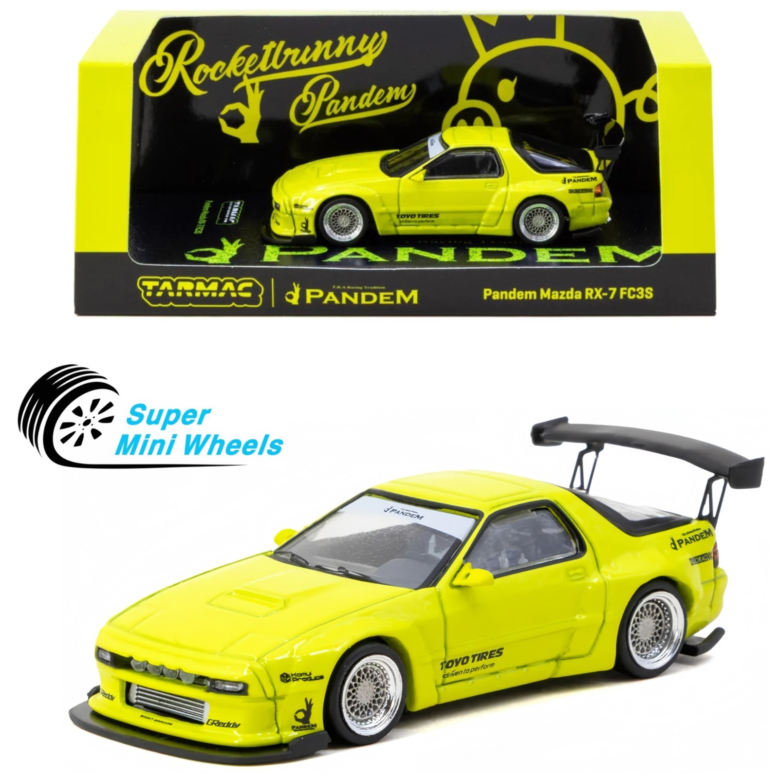 Tarmac Works 1:64 Pandem Mazda RX-7 FC3S – Yellow