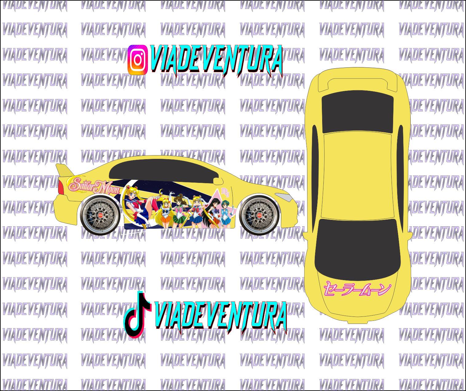 Sailor Moon 1/64 Civic FD2 WHITE TONER Universal Waterslide Decal for Hot
