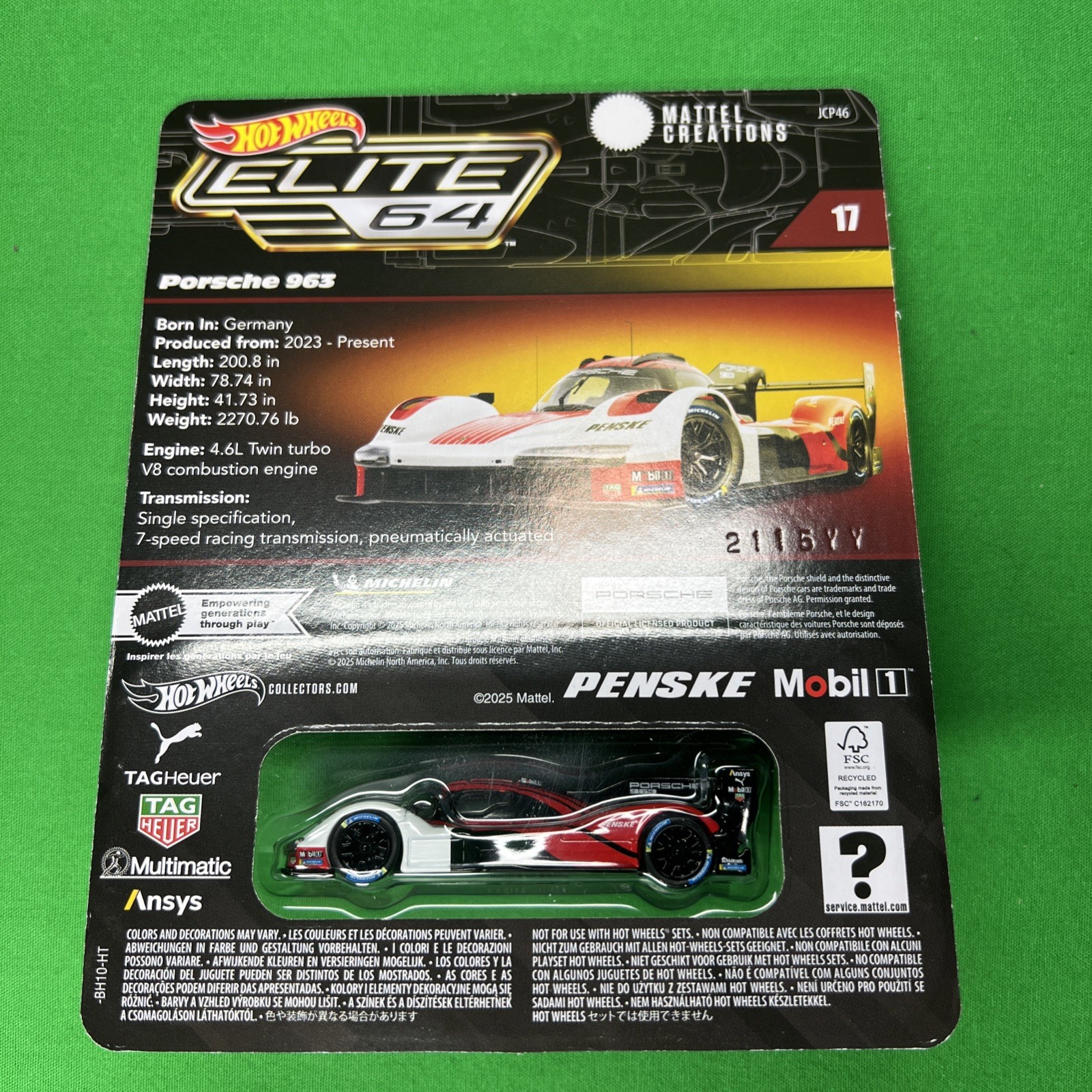 2025 Hot Wheels Elite 64 # 17 Penske Porsche 963 NEW