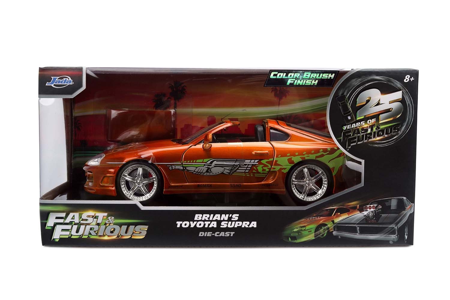 JADA 25th Yrs Fast & Furious 1:24 Brian Toyota Supra Brush Finish Orange 37703