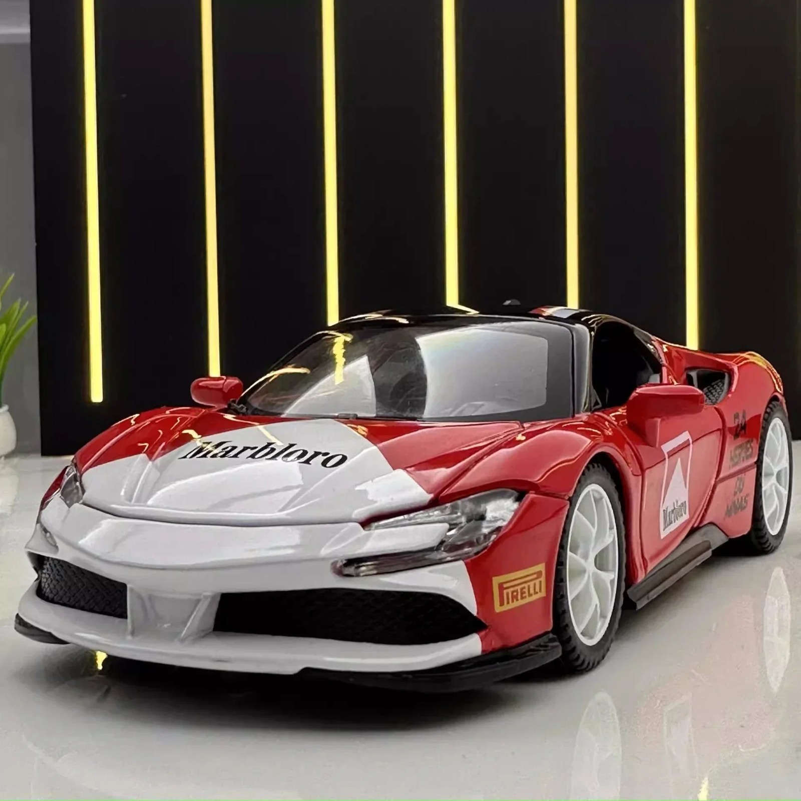 Ferrari SF90 Diecast Metal Alloy Model Car with Sound, Light & Pull Back Feature