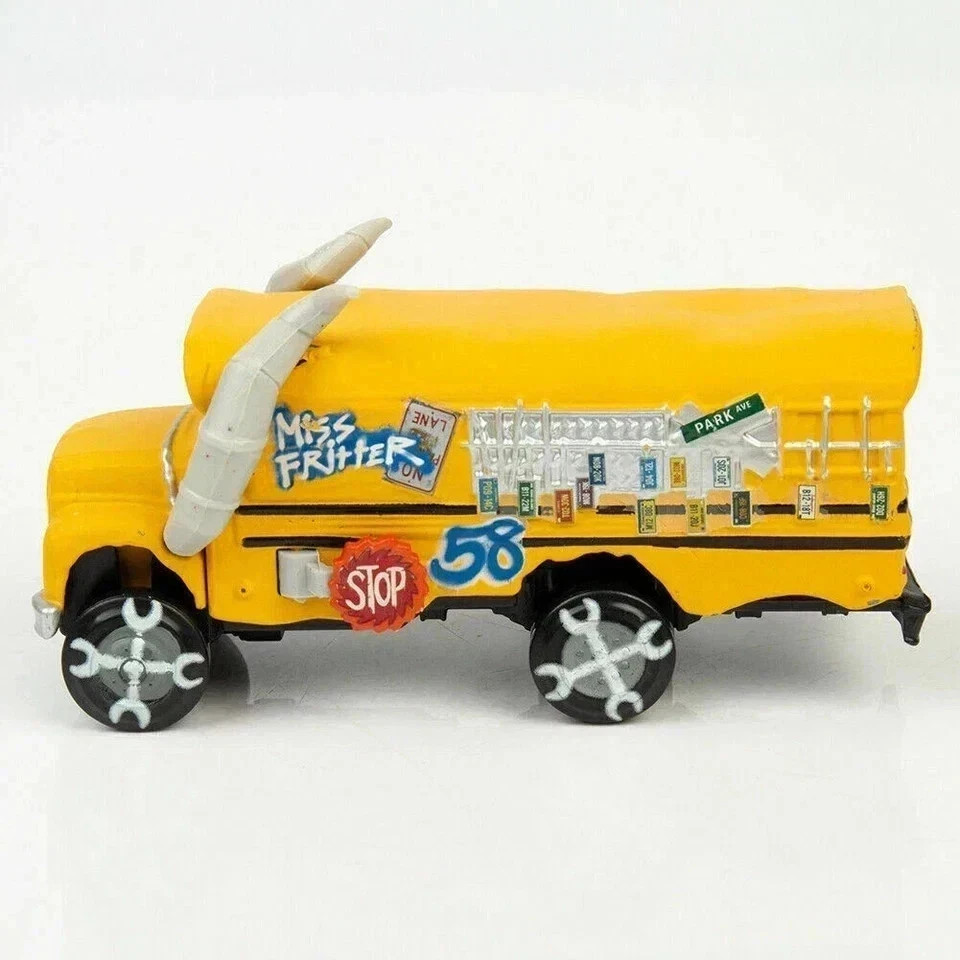 Disney Pixar Cars 3 Miss Fritter Crazy School Bus Diecast Model Toy Car Boy Gift