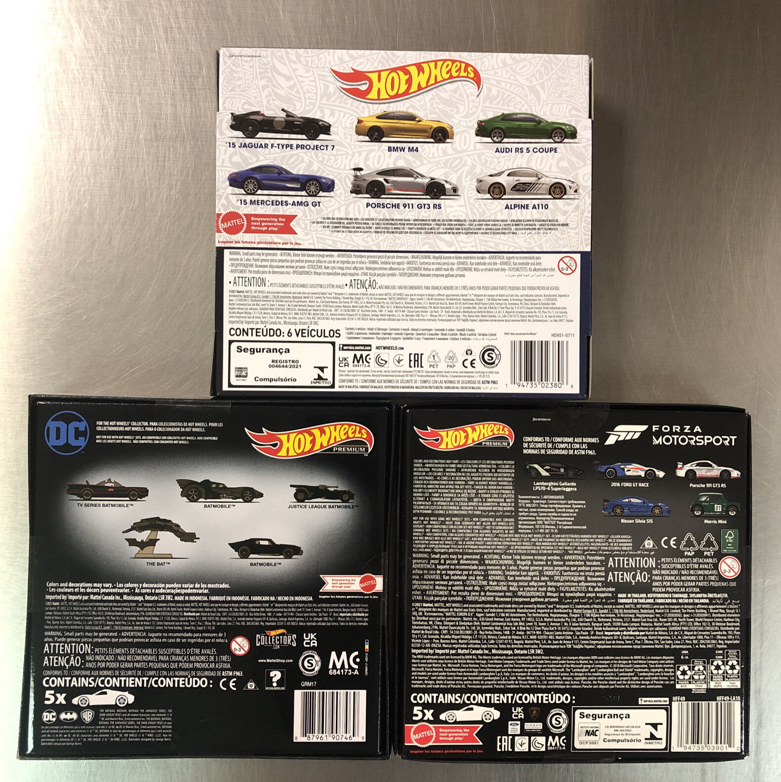 HOT WHEELS FACTORY SEALED COLLECTORS BOX ( LOT OF 3 ) FORZA BATMAN IMPORTS