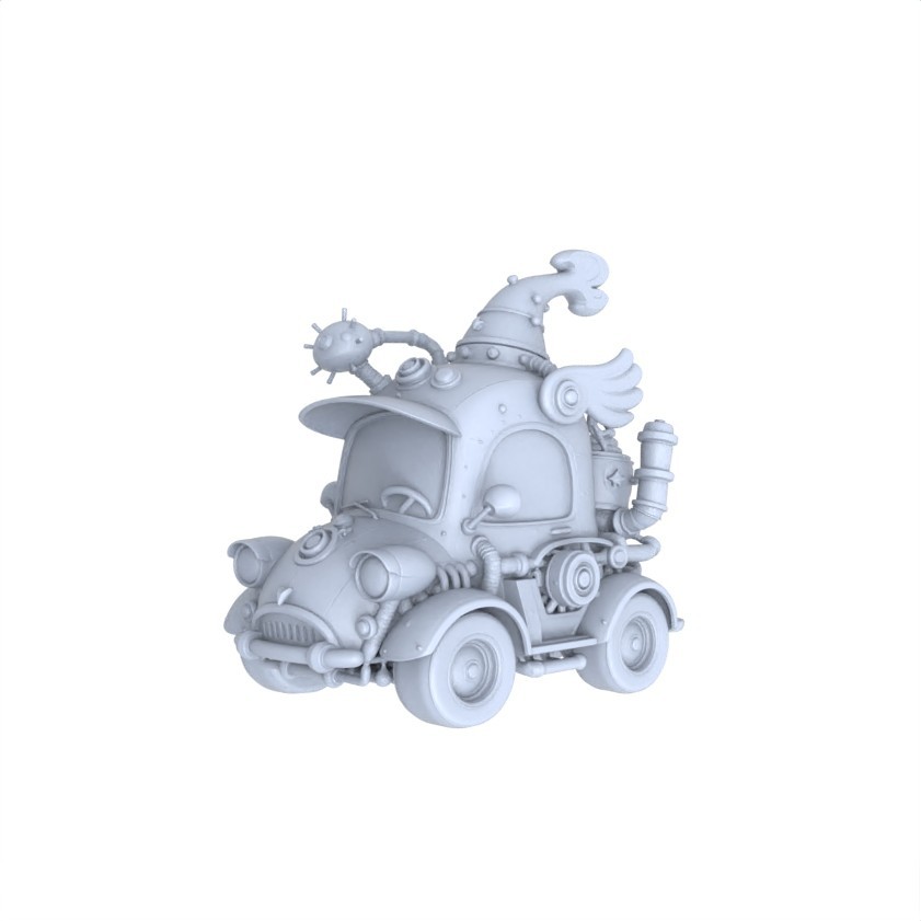 MRY-SFW 1/160 Fairy Tale Steampunk Car Blank Kit for Fantasy Market Diorama