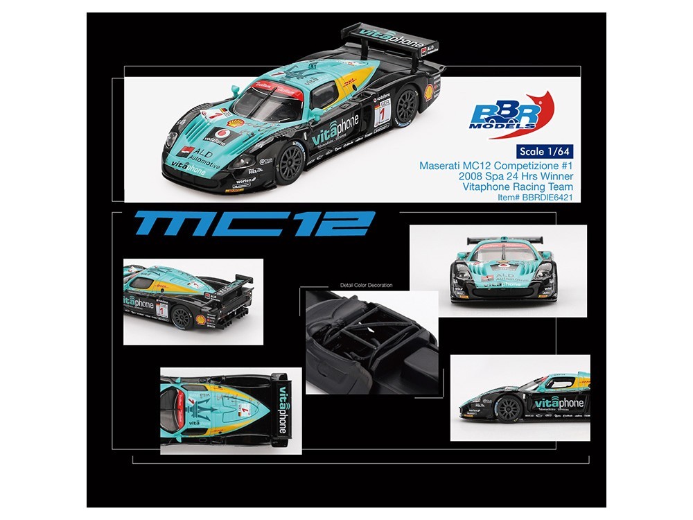 MASERATI MC12 COMPETIZIONE #1 WINNER “24H SPA” (2008) 1/64 BBR MODELS BBRDIE6421