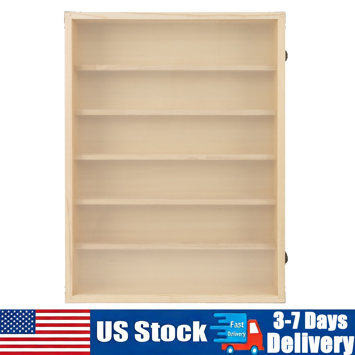6-Tiers Wooden Wall Display Case Lockable Cabinet for Model Toy Collection Stand