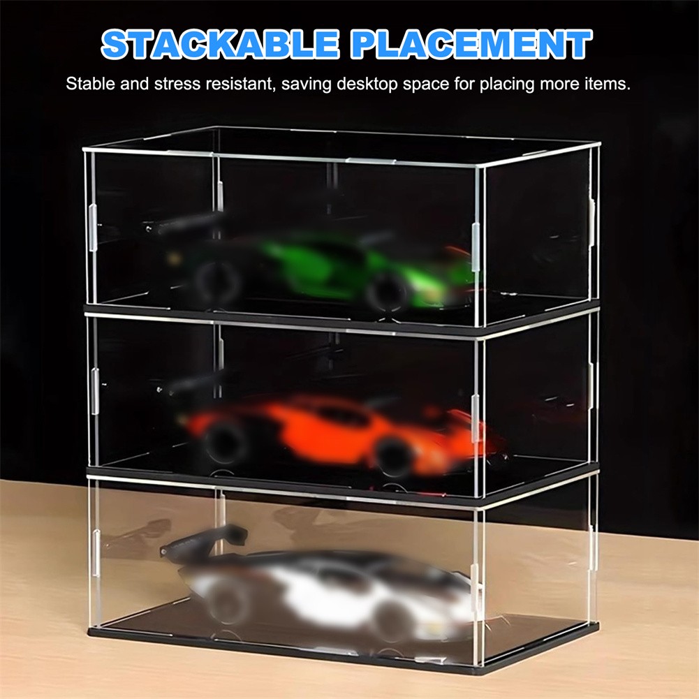 1-5X Display Case Clear Acrylic Dustproof Box for 1:24 Scale Collectibles Model