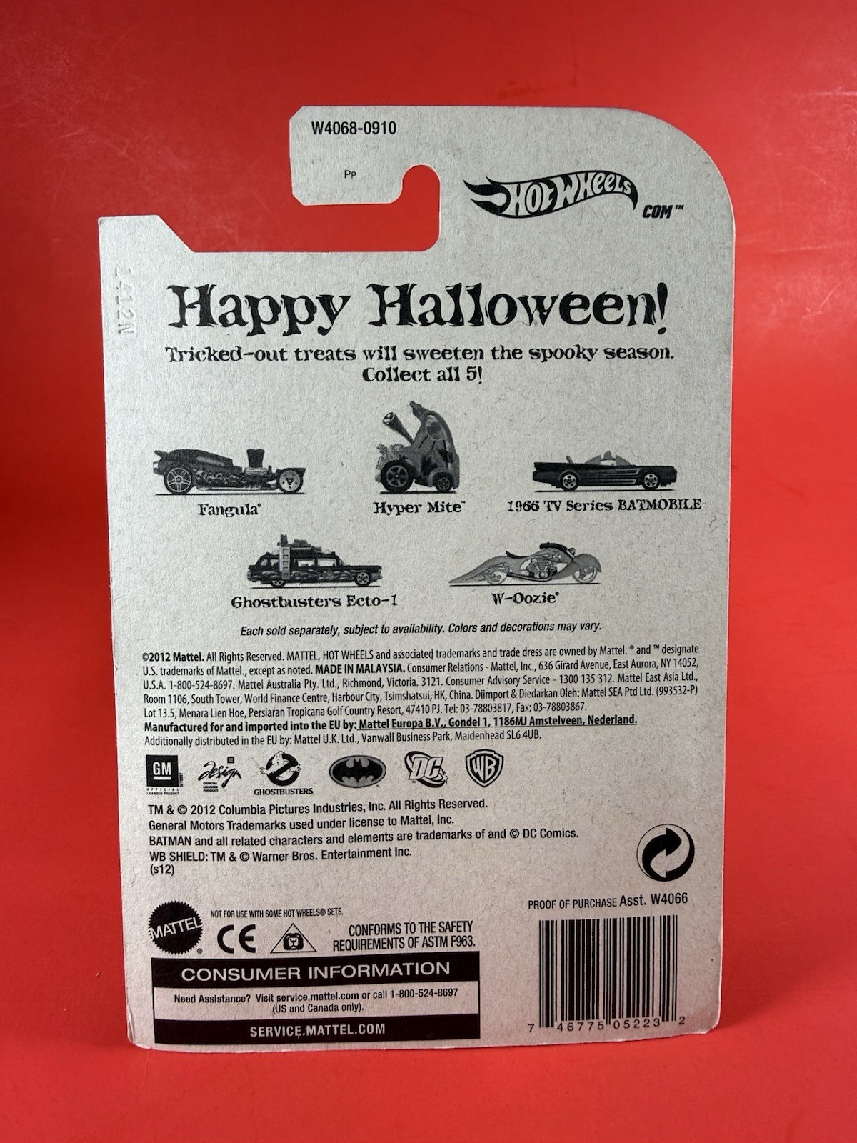 HOT WHEELS KROGER 2012 HAPPY HALLOWEEN 5 CAR SET BATMOBILE, GHOSTBUSTERS PLUS🔥