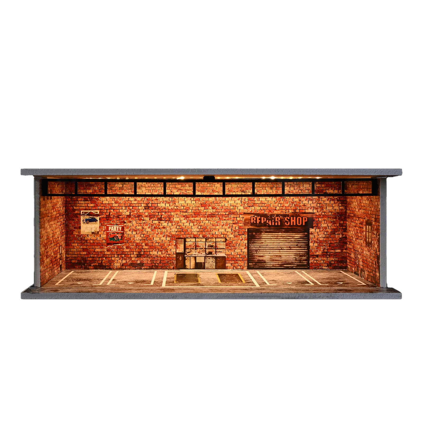 Diorama Diecast 1/64 Scale Garage Model City LED Street Buildings View Display
