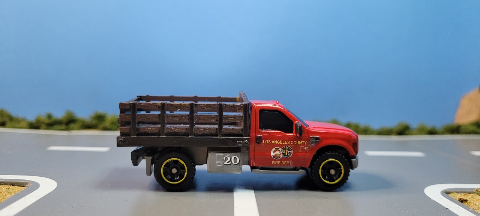 Matchbox custom kitbash fire truck Los Angeles County Fire Dept utility truck
