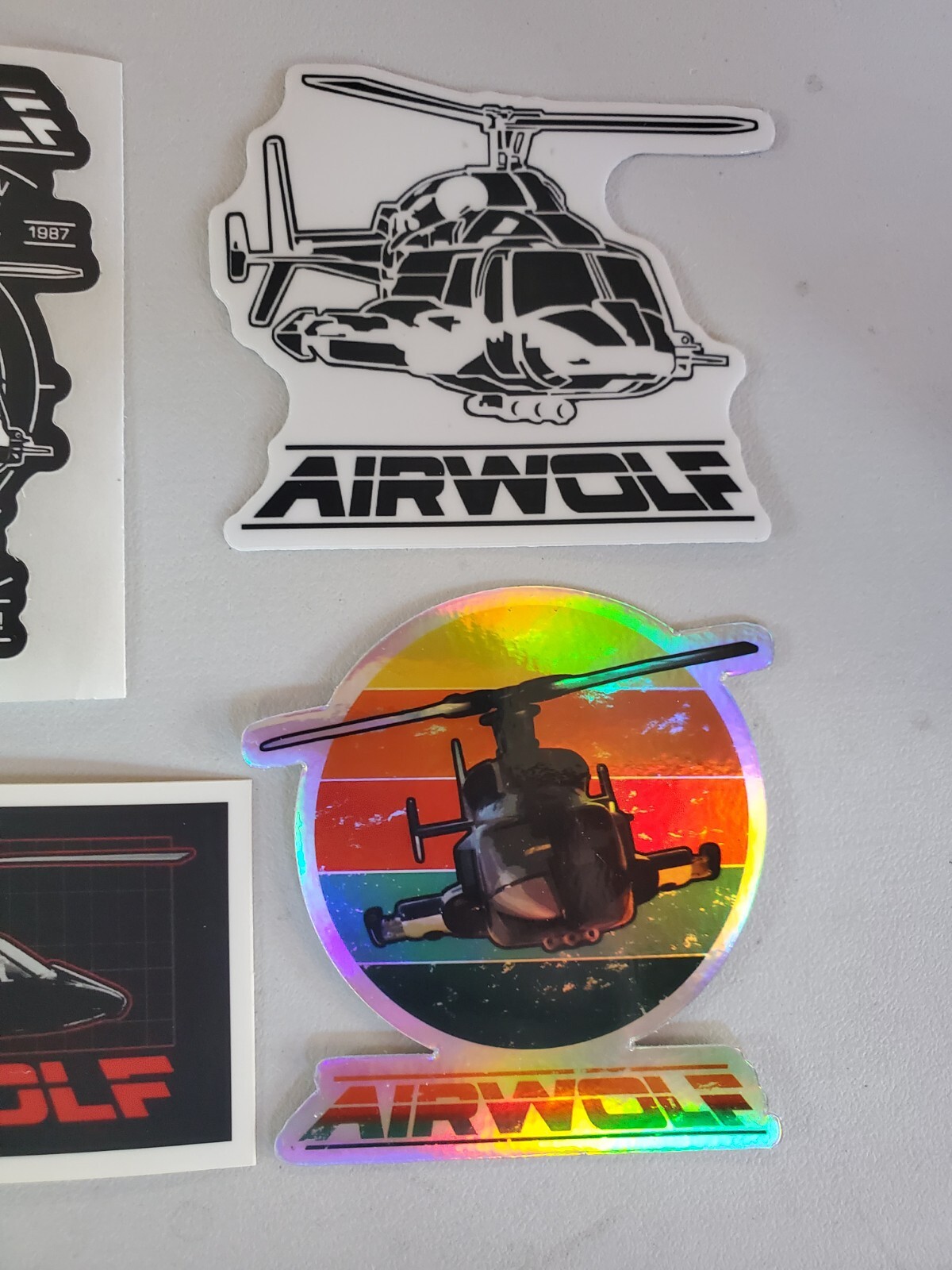 AIRWOLF 1980s STICKERS VARIETY PACK (6) *WORLDWIDE 🌐 SHIPPING* NEW HOLOGRAPHIC