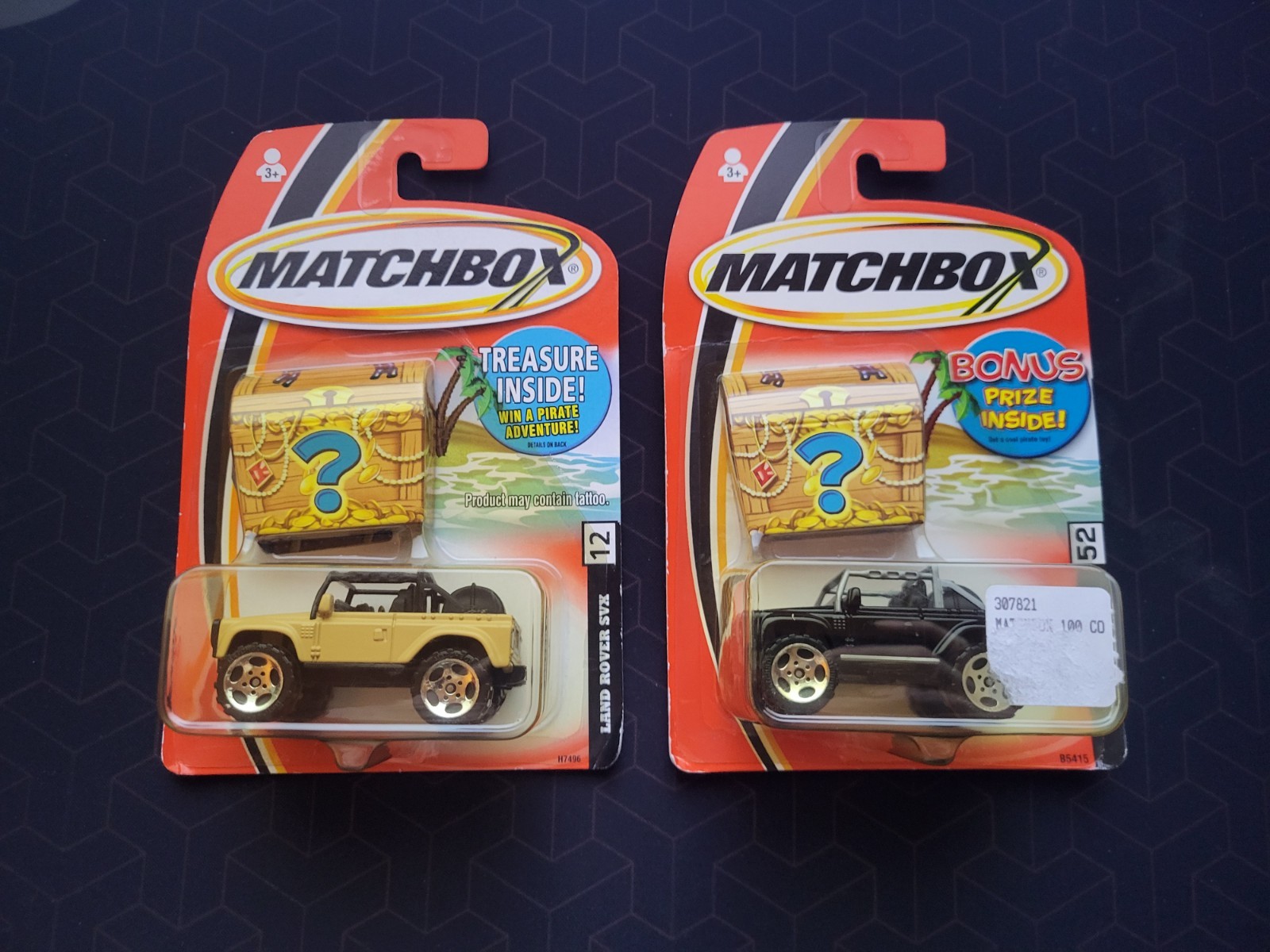 Matchbox Treasure Chest Land Rover SVX Tan #12 / Black #52 SUV (✔️Lot of 2)