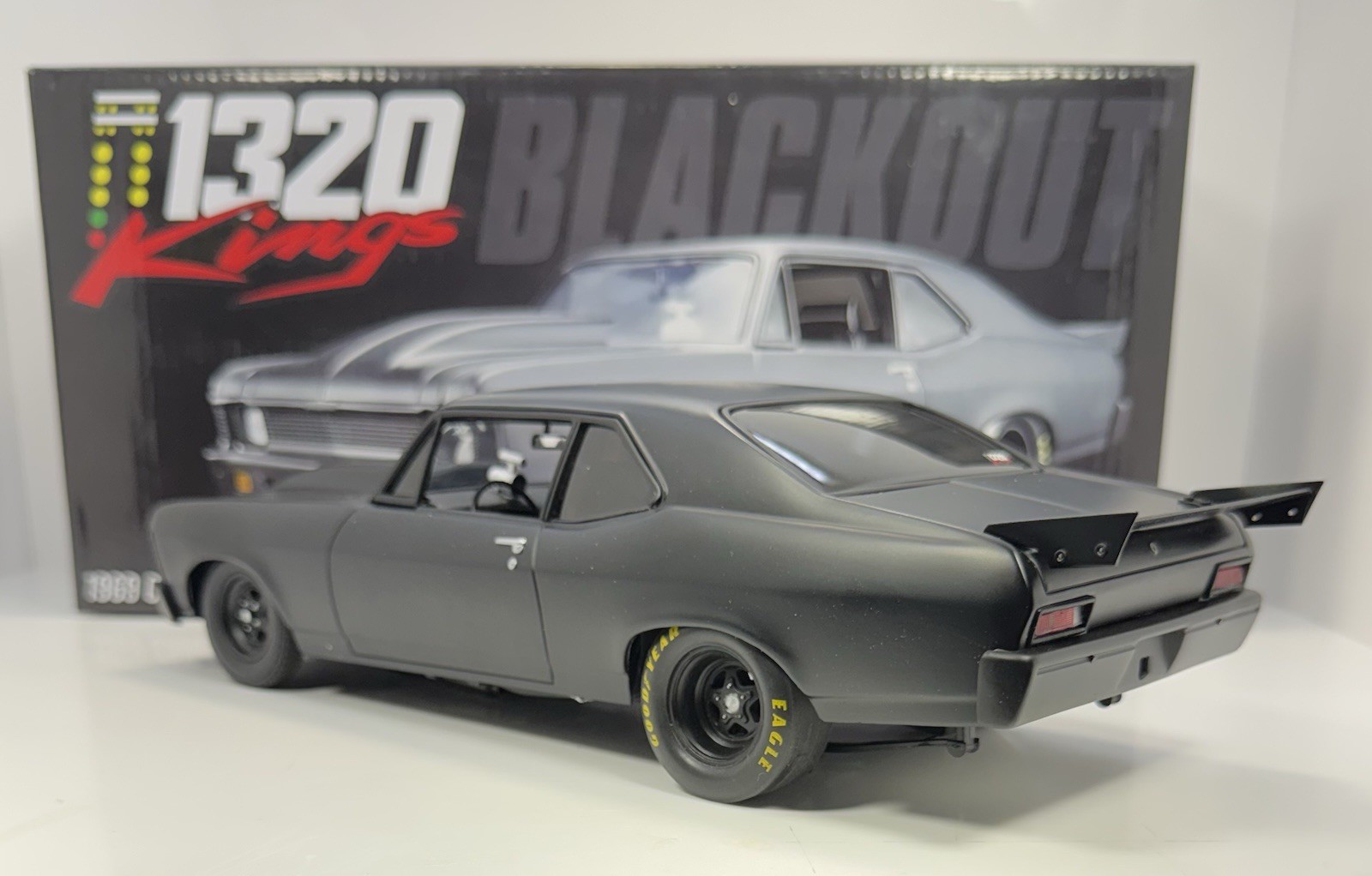 GMP 1/18 Scale 1969 Chevrolet Nova Pro Street Drag “BLACKOUT” 1320 Kings