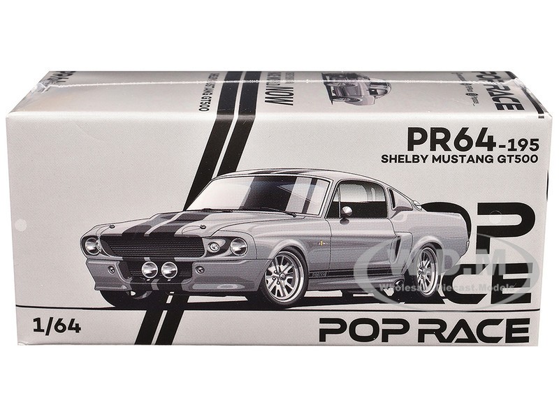 SHELBY MUSTANG GT500 GRAY 1/64 DIECAST MODEL CAR BY POP RACE PR640195