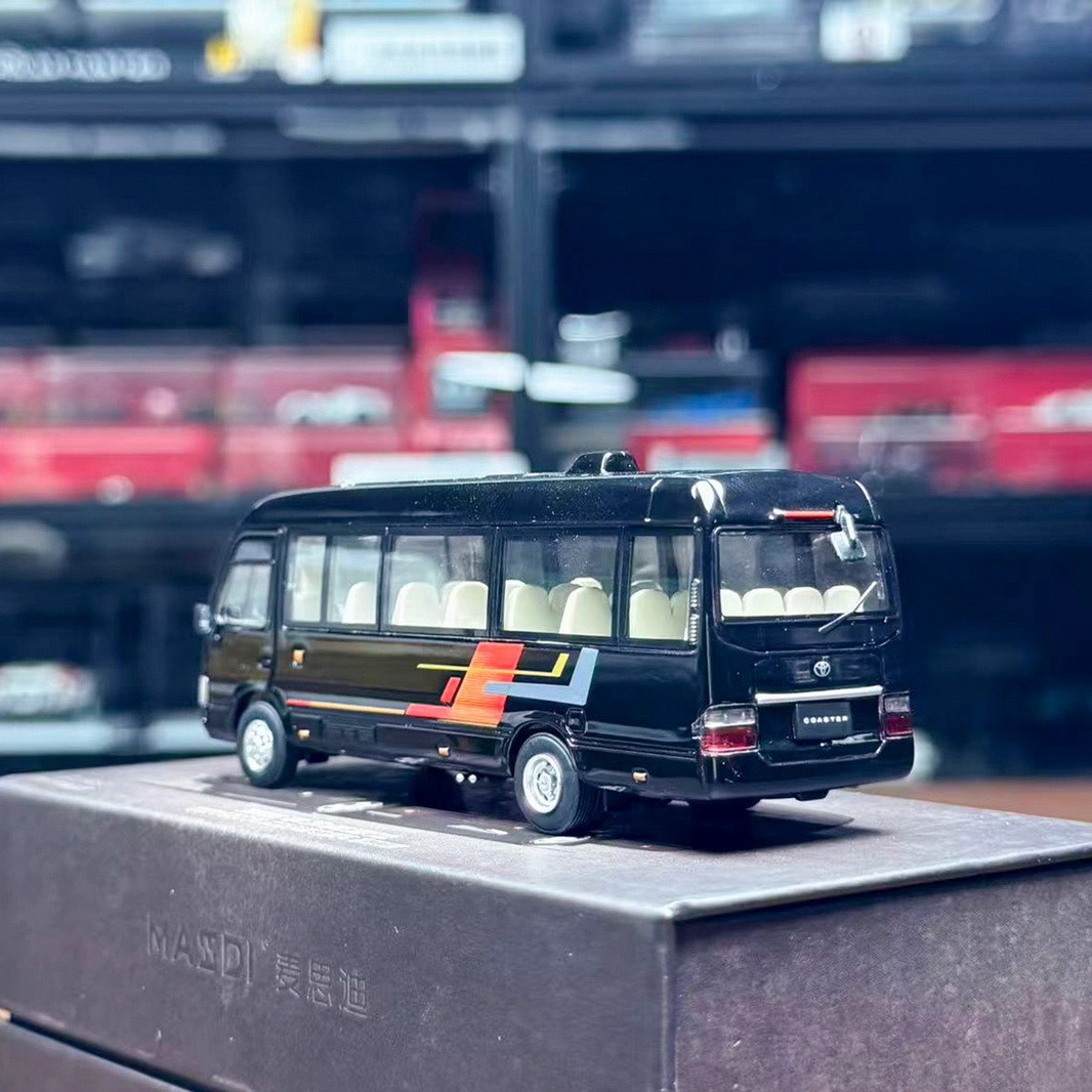 MASID 1/64 Scale Coaster Bus Black Diecast Car Model Toy Gift NIB