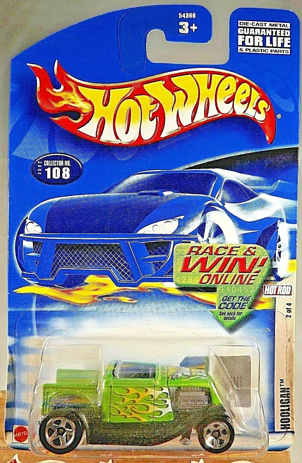 2002 Hot Wheels #108 Hot Rod Magazine Series 2/4 HOOLIGAN Green w/5 Spoke Wheels