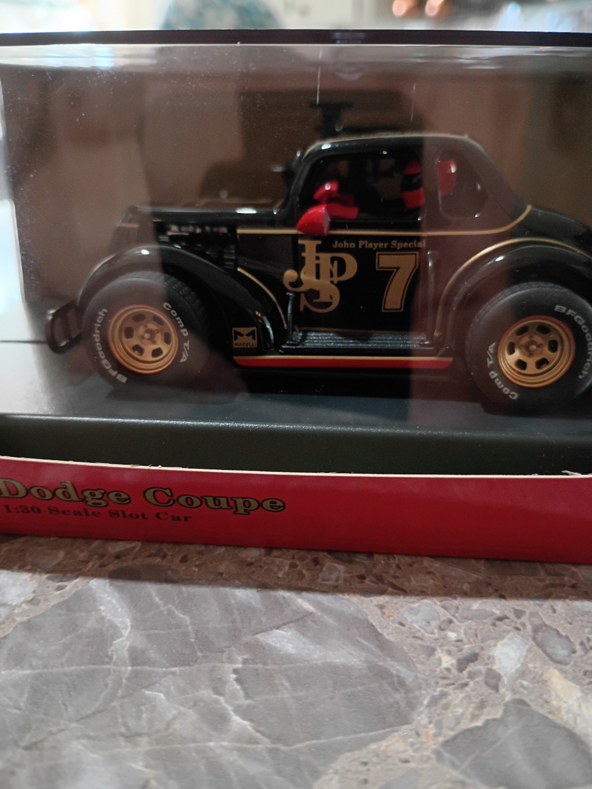 Pioneer F Legends 1934 Dodge Coupe 1:30 Diecast Slot Car Blue/Yellow Case