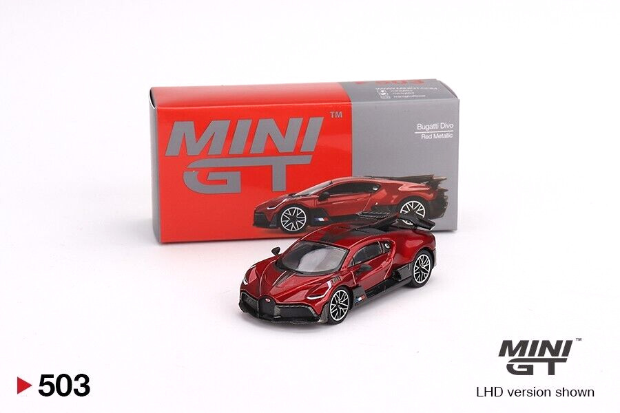 Mini GT Bugatti Divo Carbon Red Metallic Metal Diecast Car Model 1/64