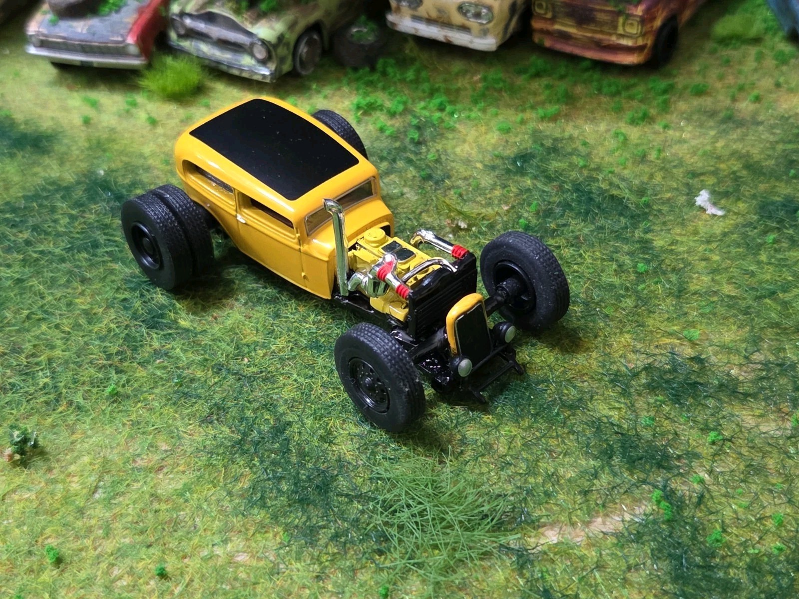 Custom 1:64 street Rat Rod lowered hot FORD chopped panel paddy wagon HotWheels