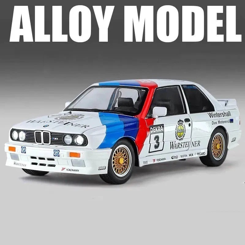 1:24 BMW M3 E30 Diecast Sports Car Model – Sound & Light Floral Edition Toy Gift