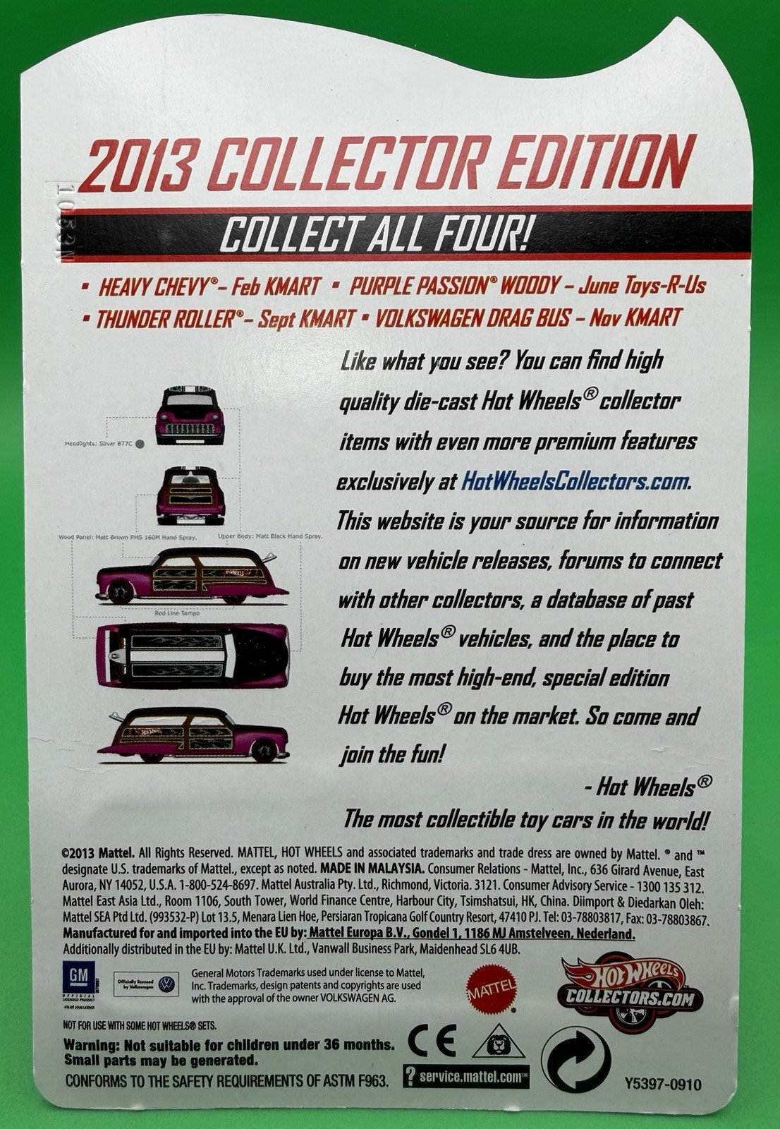 2013 Hot Wheels RLC Collector Edition Purple Passion Woody In Protector
