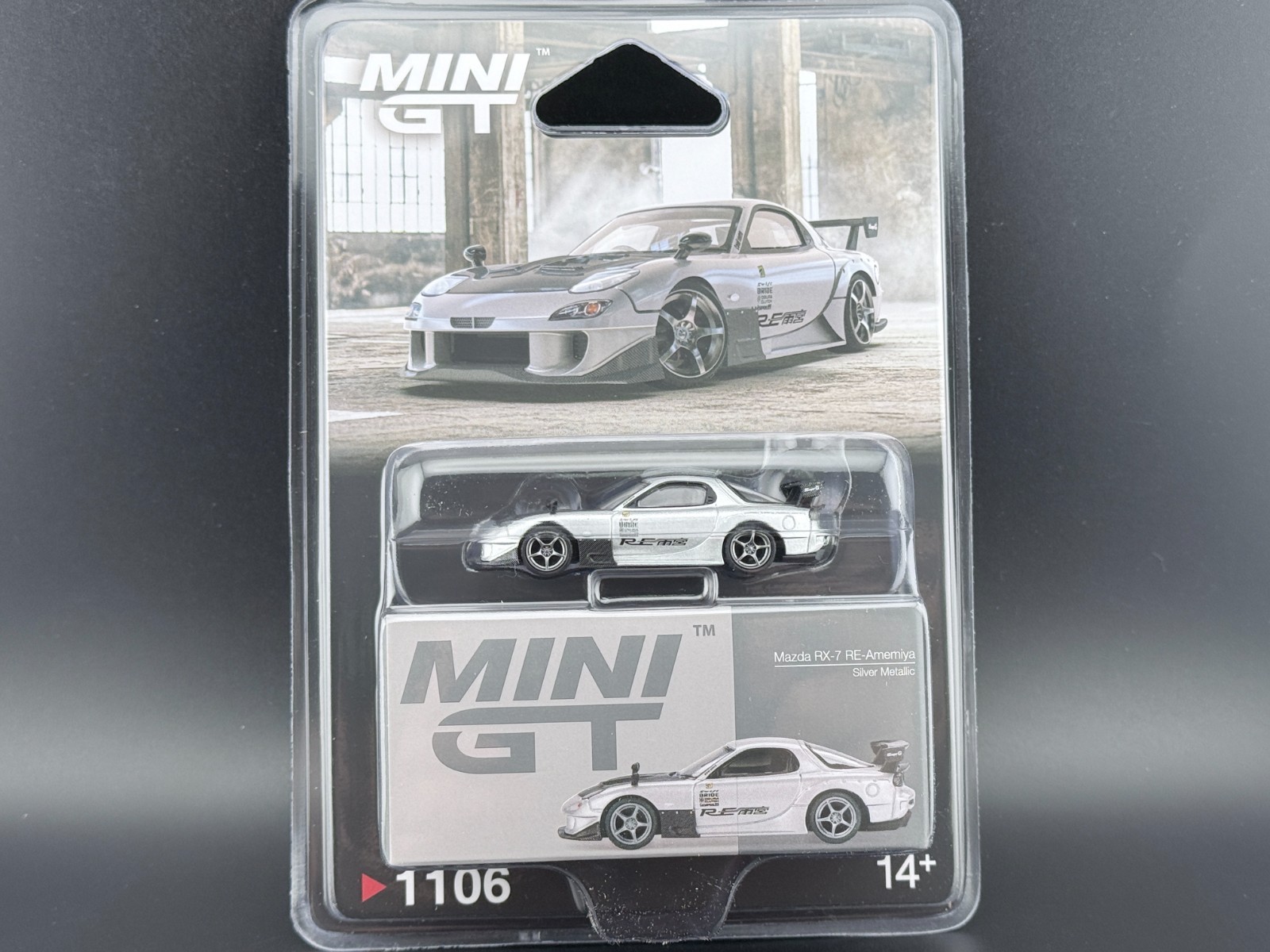 Mini GT Mazda RX-7 RE-Amemiya – Silver Metallic #1106 1/64