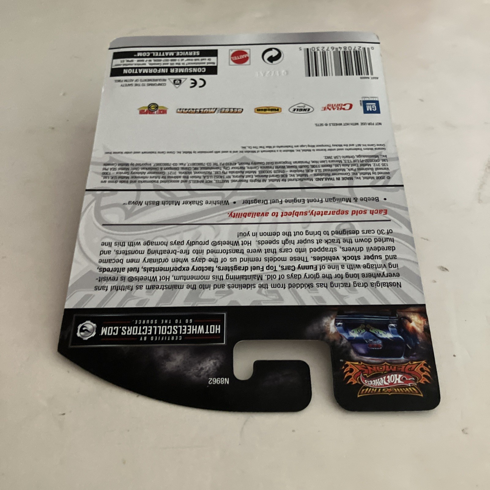 HOT WHEELS Drag Strip Demons Beebe & Mulligan Front Engine Fuel Dragster 12/30