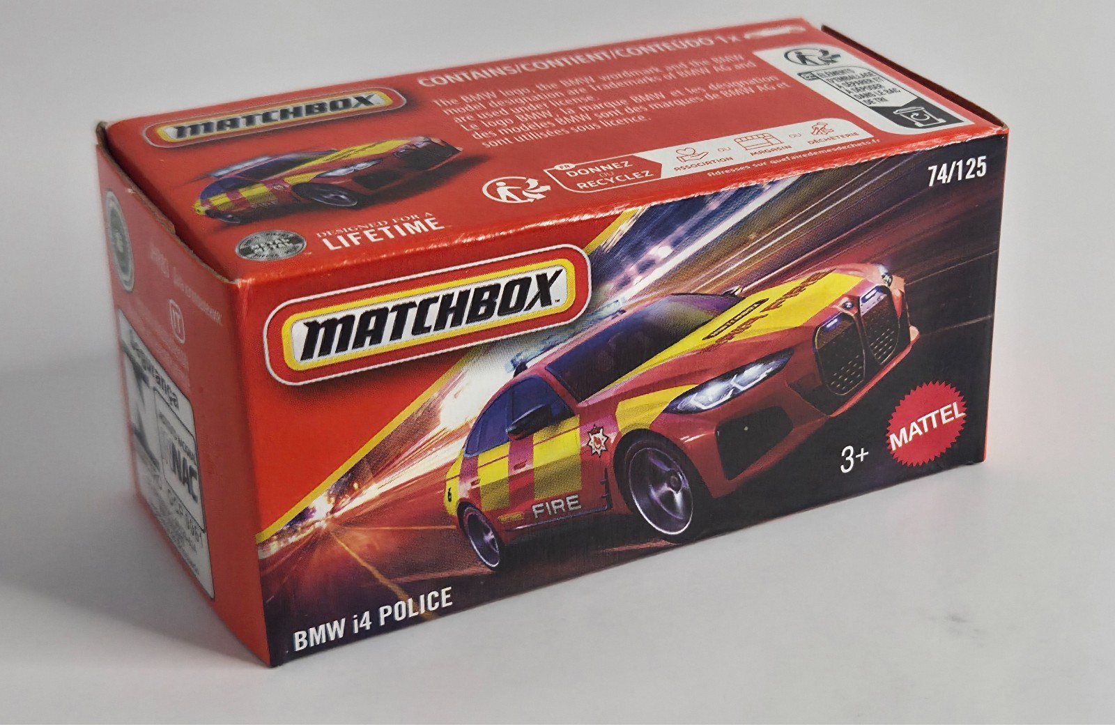 BMW i4 Police (FIRE) 74/125 Matchbox 2026 POWER GRABS JHR83 MBX Rescue red