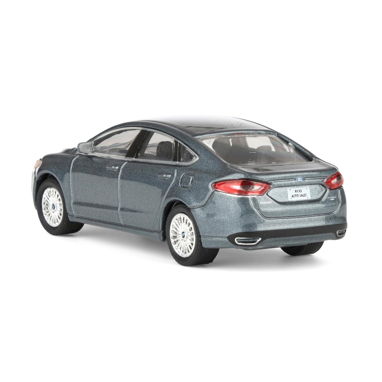 Greenlight 1/64 2013 Ford Fusion SE, Gray, Rick’s Auto Sales 51623