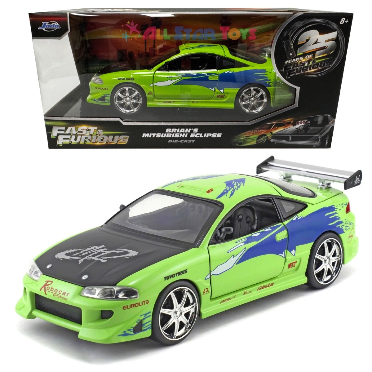 BRIAN’S MITSUBISHI ECLIPSE GREEN “FAST & FURIOUS 25 YEARS” 1/24 BY JADA 97603