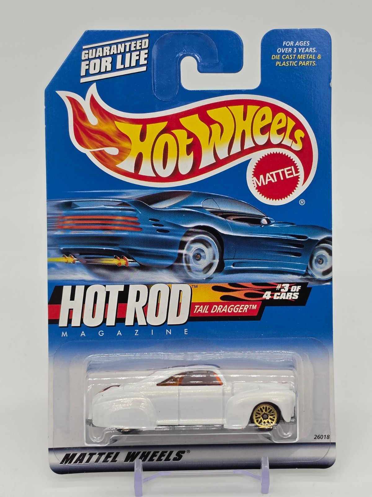 Hot Wheels – Hot Rod Magazine Series – Trail Dragger – White w/ flames