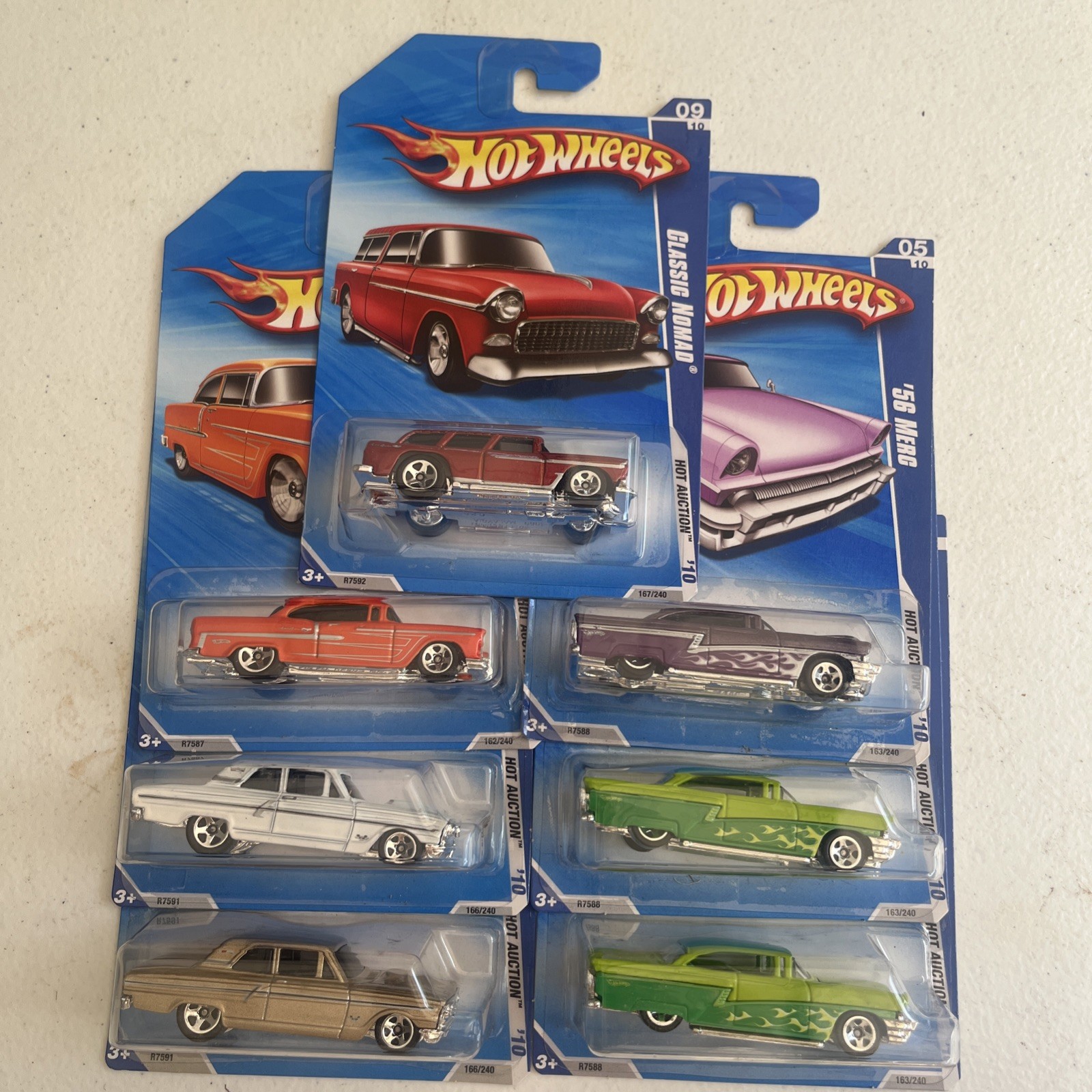 2009- 2010 HOT WHEELS HOT AUCTION LOT OF 7 VARIOUS CARS NIP FREE SHIPPING