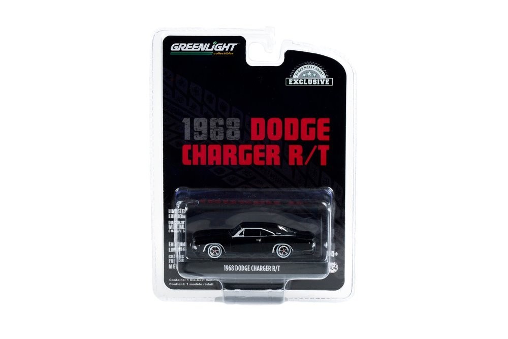 1968 Dodge Charger R/T – Black Diecast 1:64 Scale Model – Greenlight 44724