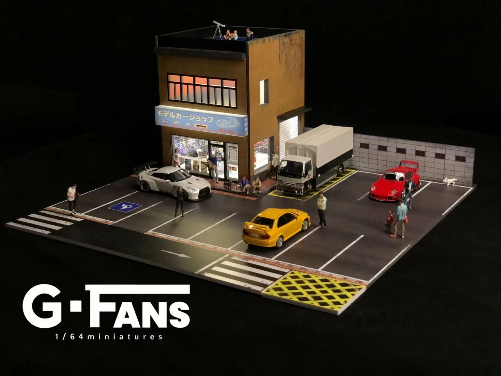 1/64 Diorama Car Garage Model Building Backdrop Parking Lot Display Scene Model