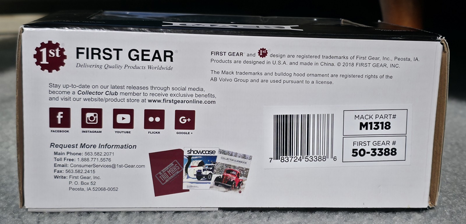 Red Mack Anthem Sleeper Cab, 1:50 scale. First Gear. New In Box.