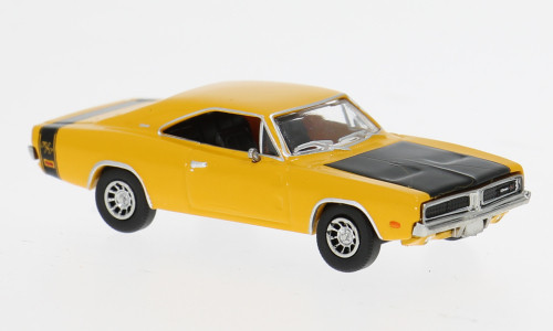 BREKINA 1969 DODGE CHARGER YELLOW / BLACK HO 1/87 PLASTIC