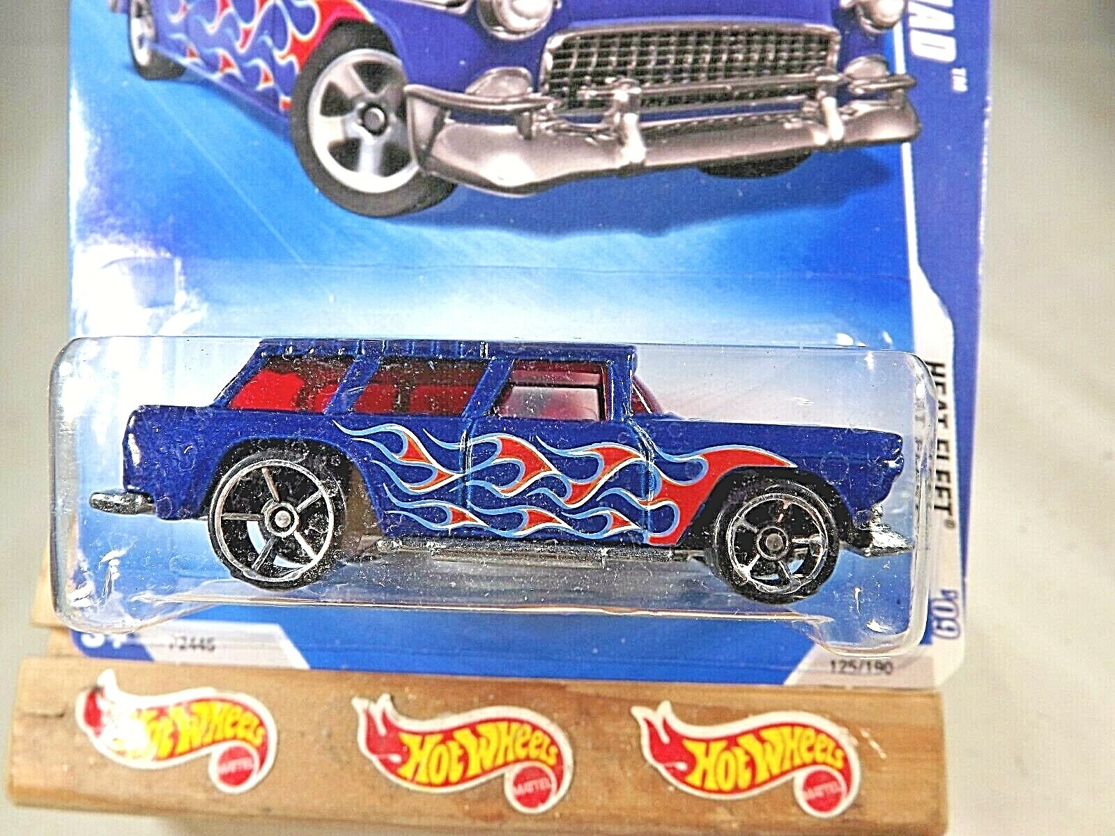 2009 Hot Wheels #125 Heat Fleet 9/10 ’55 NOMAD Blue Variation w/Chrome OH5 Spoke