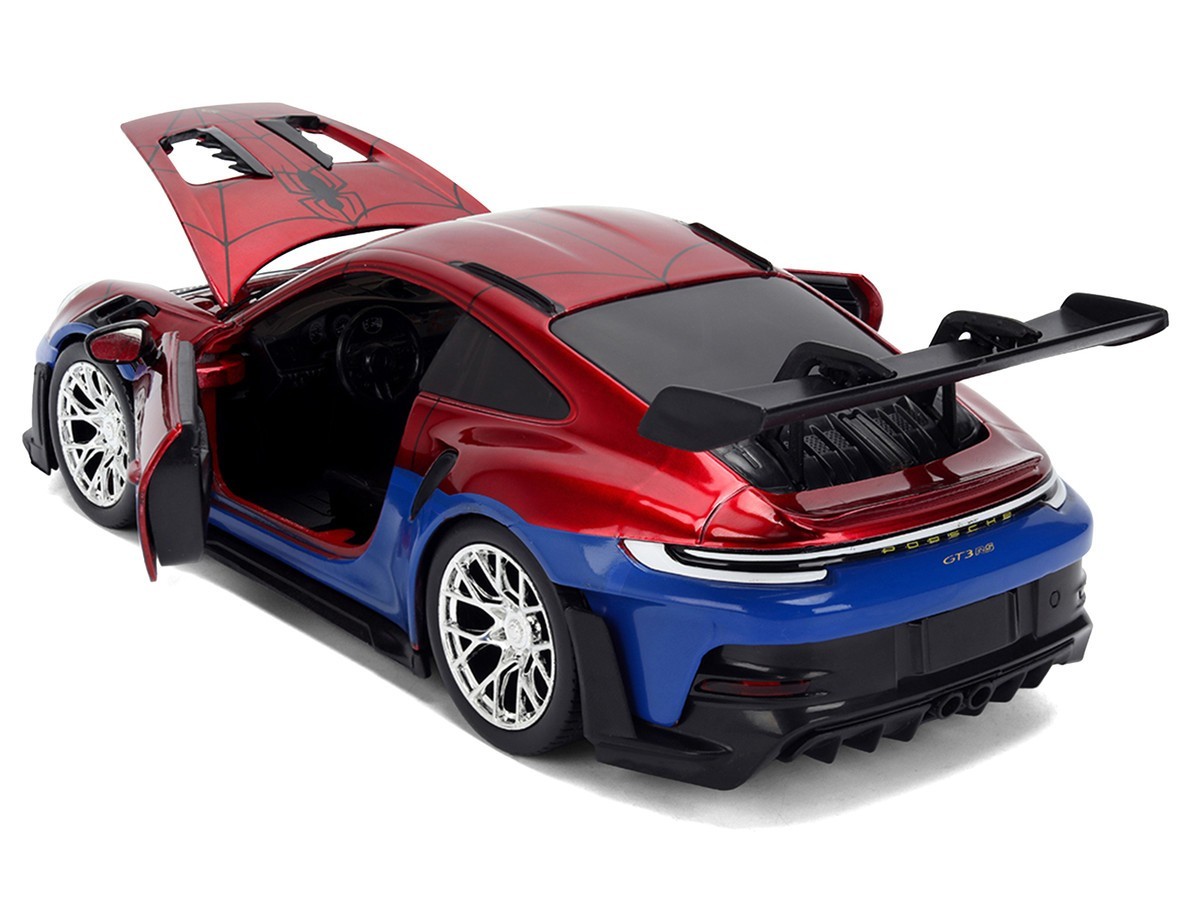 JADA PORSCHE 911 GT3 RS 1/24 DIECAST MODEL CAR with SPIDER MAN FIGURE 37442