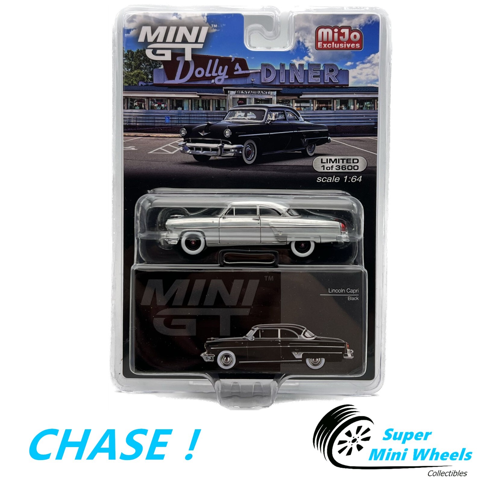 CHASE ! Mini GT 1:64 Lincoln Capri 1954 Black #448