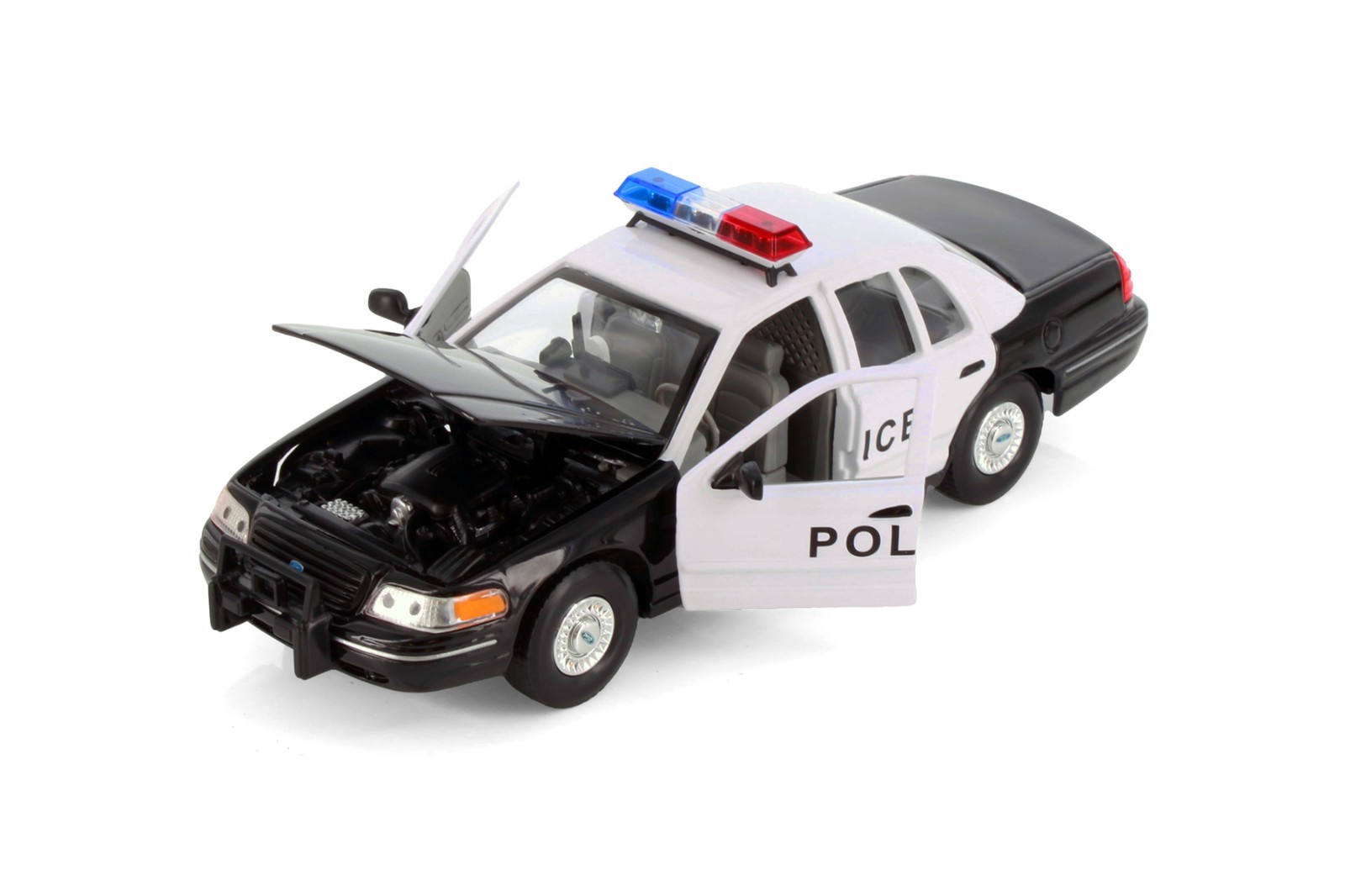 BOX OF 4 1999 FORD CROWN VICTORIA POLICE BLACK 1/24 DIECAST CAR 22082PR/4D