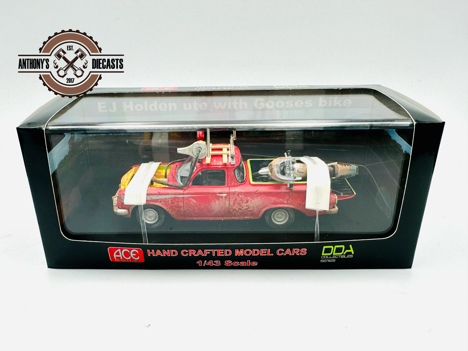 1:43 Mad Max — 1963 EJ Holden Ute with Goose’s Police Kawasaki Bike — ACE/DDA
