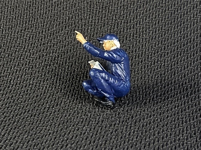 1:64 – Mechanic / Farmer / Trucker Figure Squatting – Garage & Farm Diorama