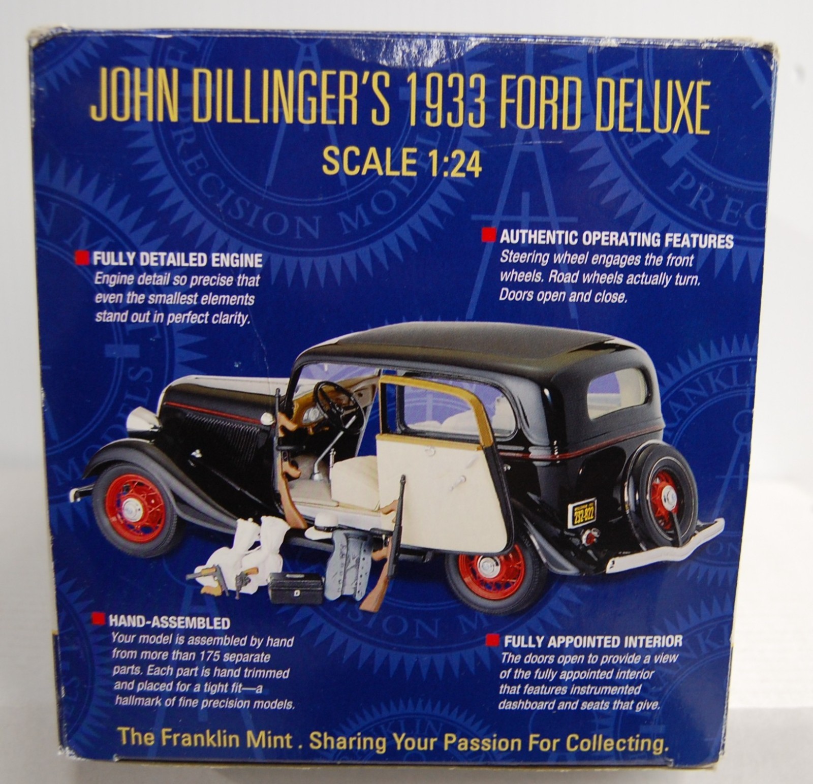 Franklin Mint John Dillinger’s Getaway Car 1933 Ford Deluxe 1:24 Broken Pcs READ
