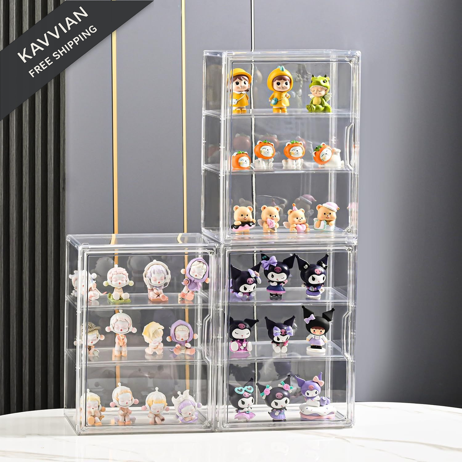 3 Tier Display Case for Collectibles,Clear Box Large 1 Pack, Clear