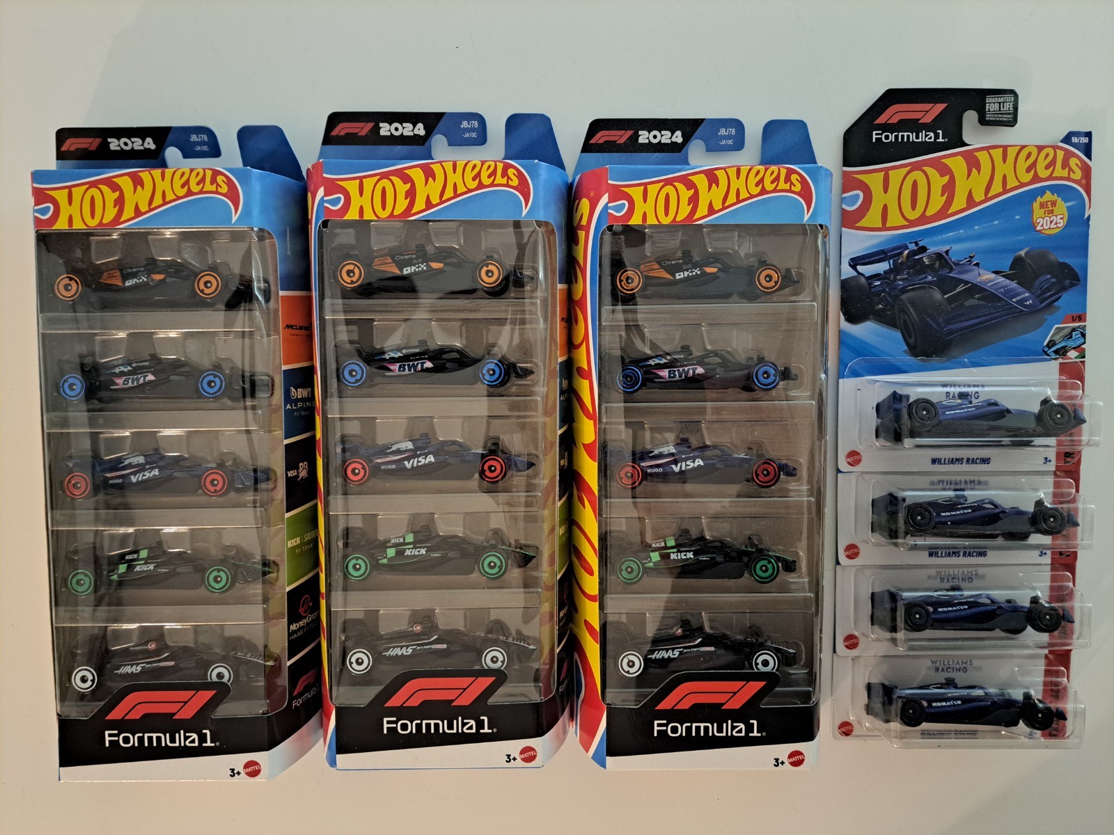 7 Piece Hot Wheels Formula 1 Lot 2024 2025 Williams Racing and 5 Packs