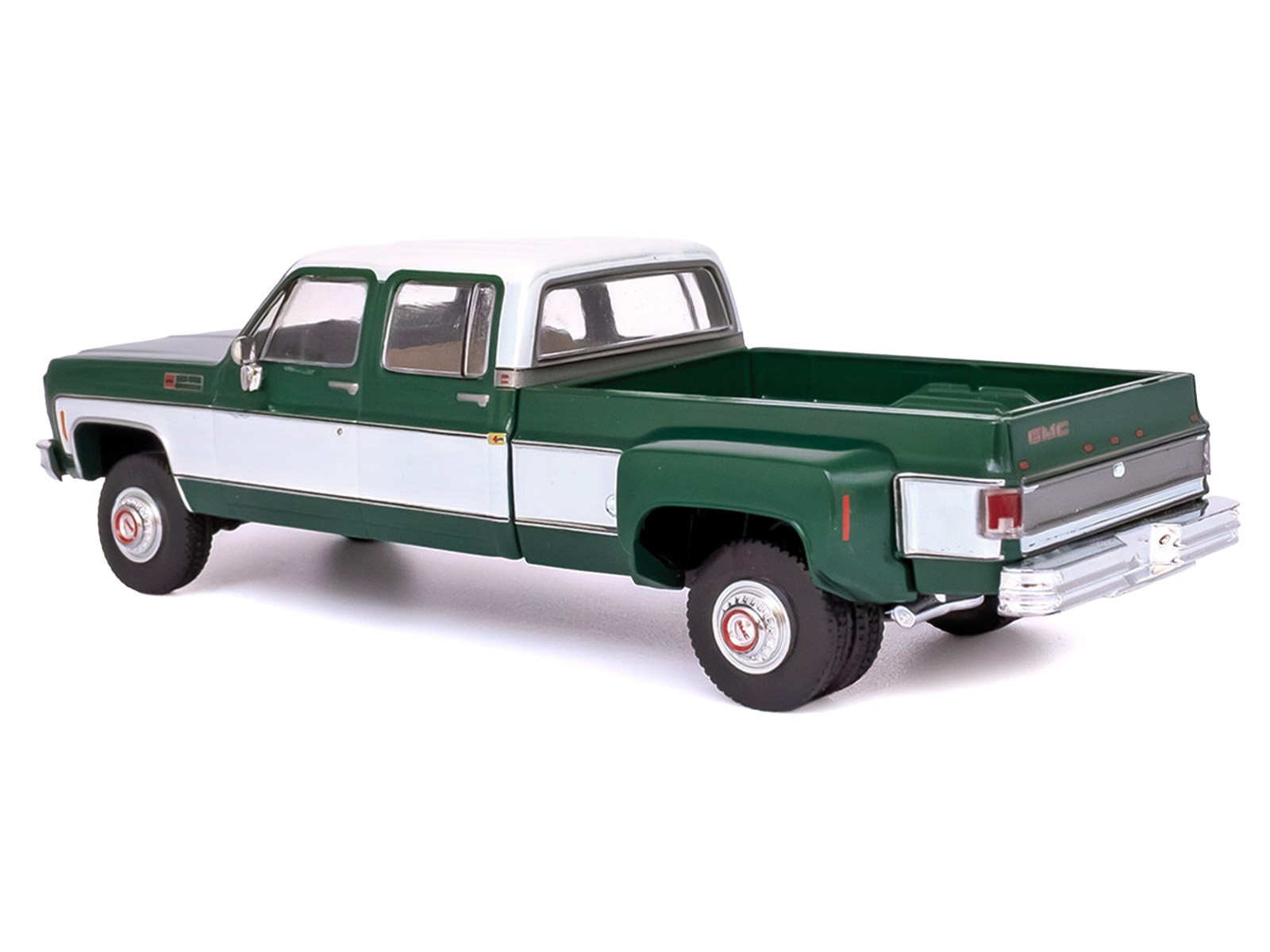 1973 GMC SIERRA GRANDE 3500 DUALLY PICKUP GREEN & WHITE 1/64 BY IXO IA64006