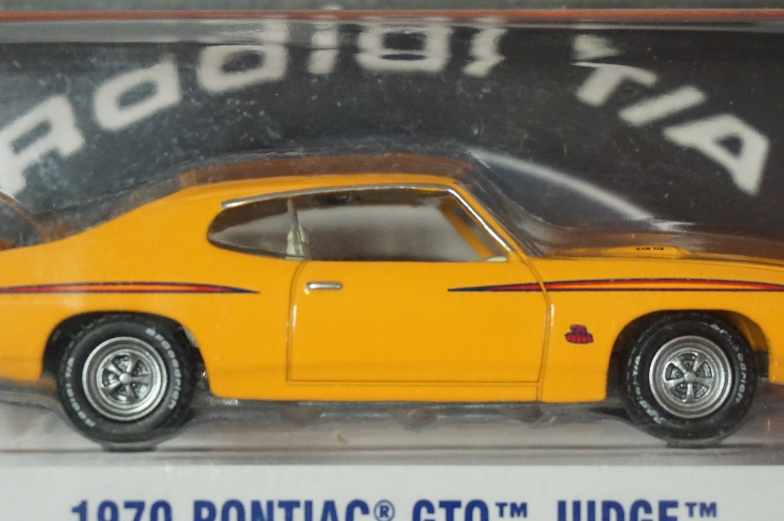 1/64 Greenlight 1970 Pontiac GTO Judge Orange Car BF Goodrich Ad Hobby Exclusive